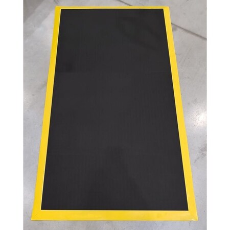 Ergomat Hybrid 4ft x 14ft Anti-Fatigue Floor Mat with 2in Yellow Bevels HD0414-YB